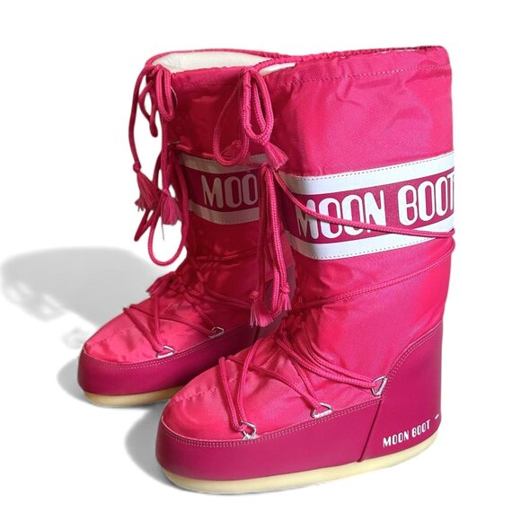MOON BOOT "The Original" Icon Tall Nylon Hot Pink Bougainvillea Womens 35-38 EU - Picture 7 of 14
